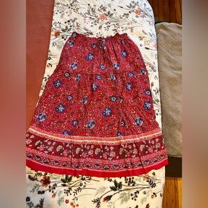 Boho Floral Red Skirt